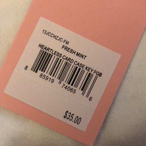 Juicy Couture Fresh Mint Faux Leather Heartless Card Case Key Fob NWT - Picture 4 of 15